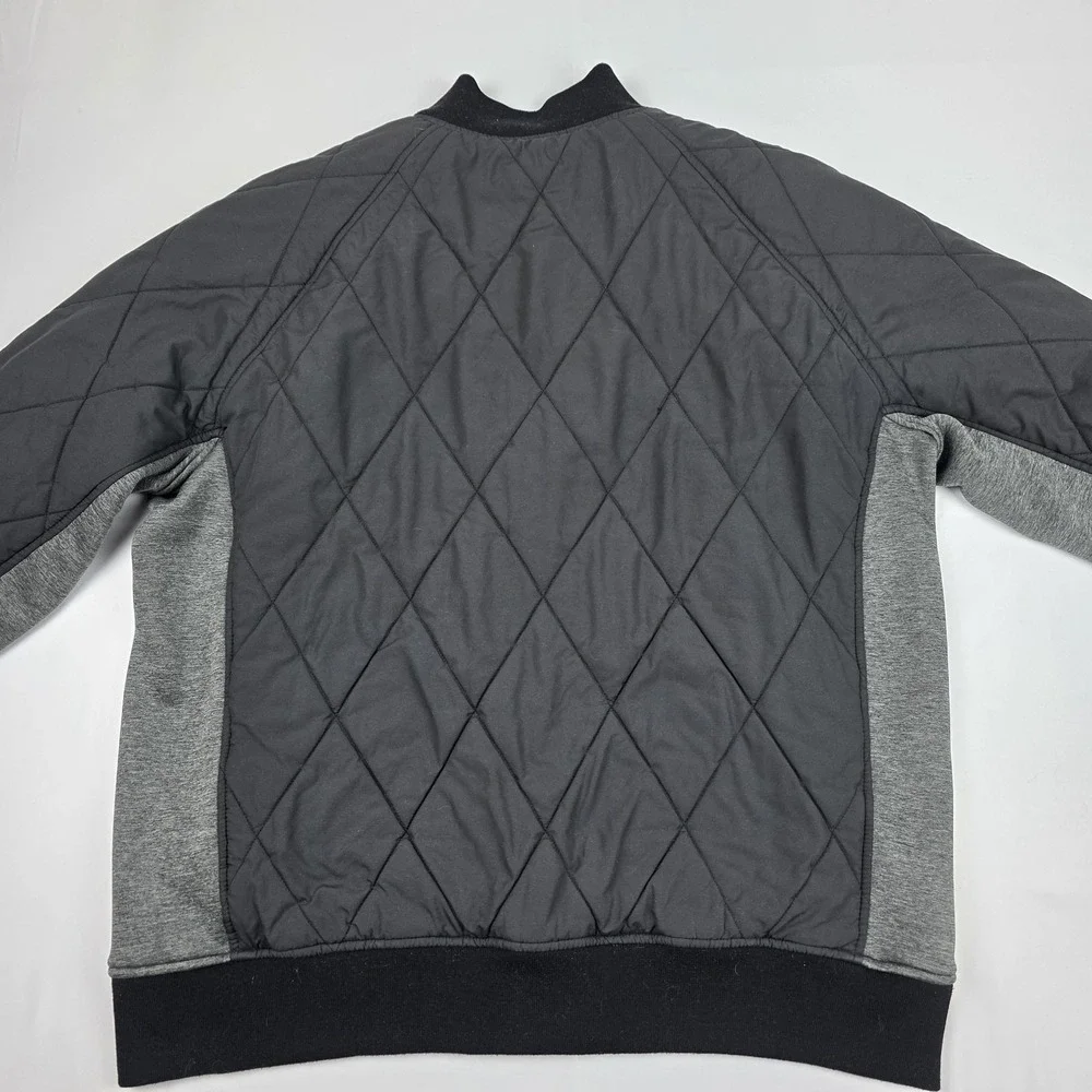 Oakley Jacket Mens XL Gray Quilted Full Zip Knit Sleeves Insulated Pockets